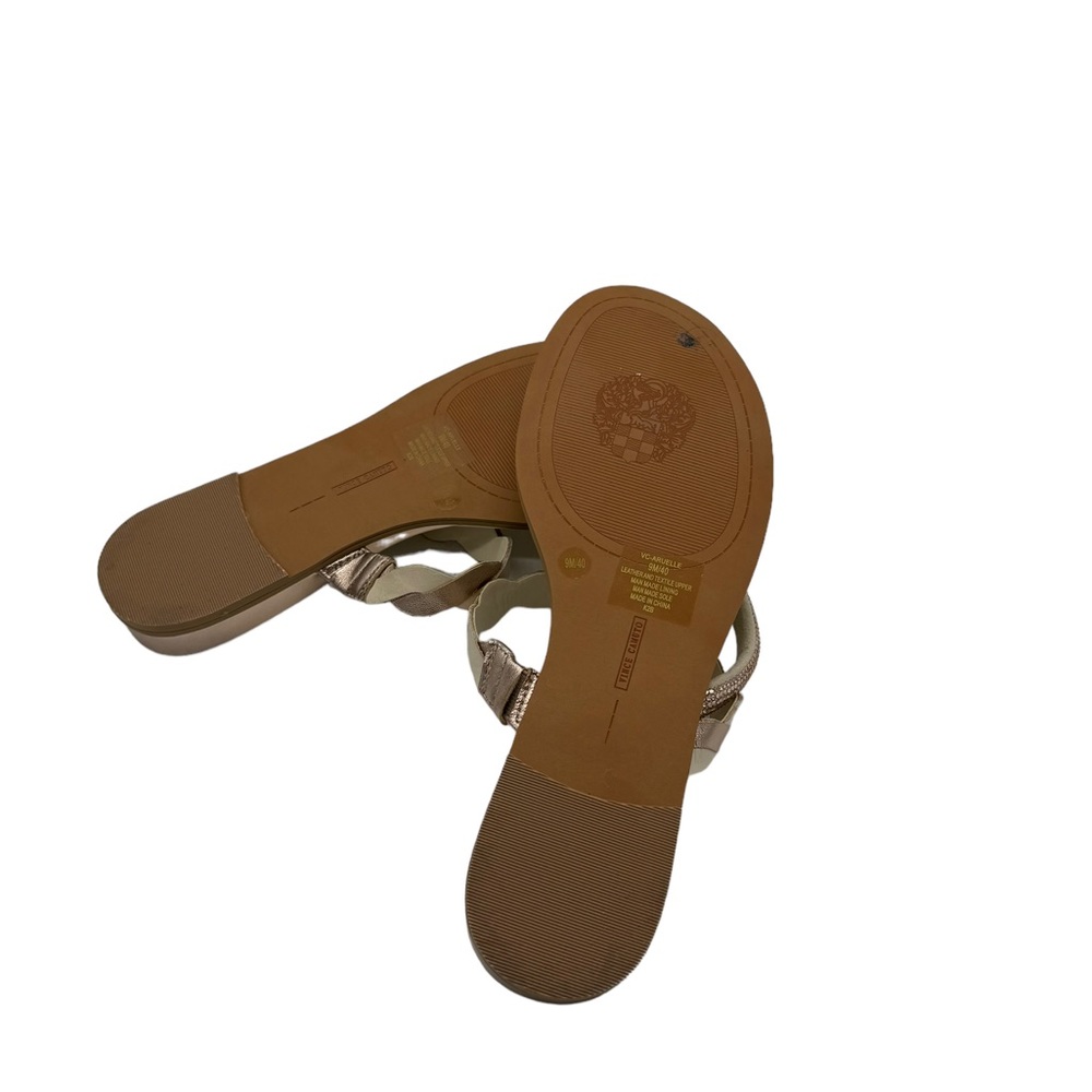 Vince Camuto Leather Gold Flat Sandals Size 9 - Picture 7 of 7
